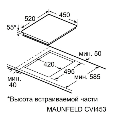 Варочная панель индукционная Maunfeld CVI453SBWH LUX Inverter